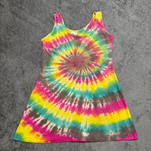 A1A Sportswear Tops - Vintage Tie Dye 90s Tank Shirt Womens S Oversized Rainbow Psychedelic Distressed